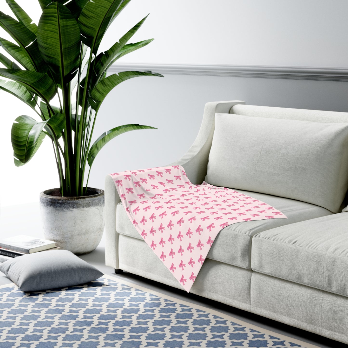 Pink Bow Baby Swaddle Blanket — Soft Newborn Wrap