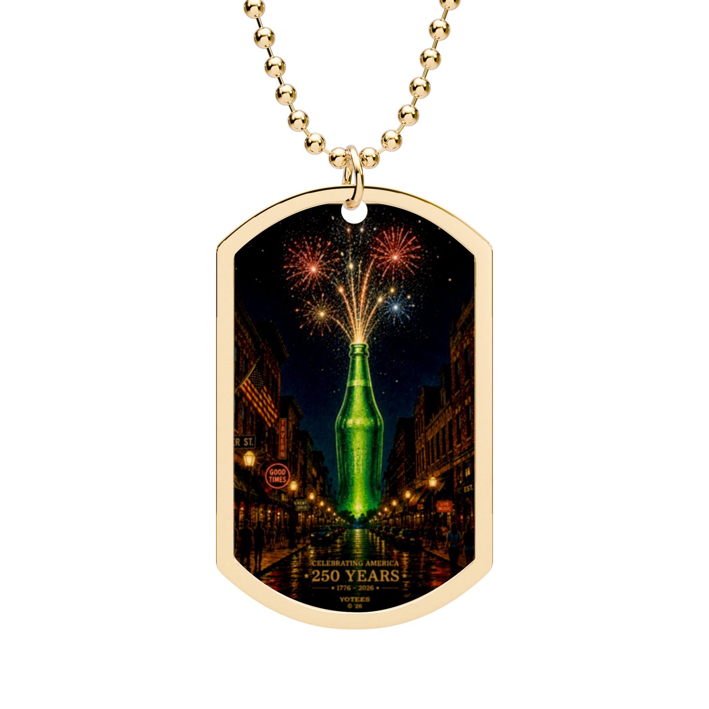 250th Anniversary Fireworks Dog Tag Necklace