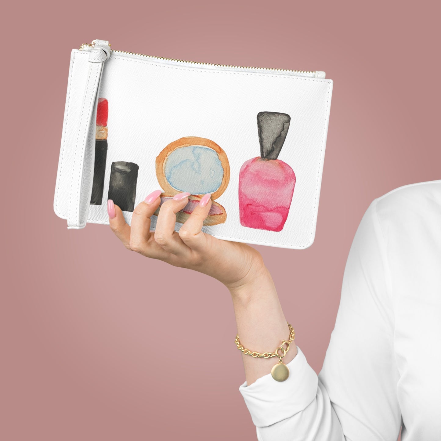 Make-Up Icons Watercolor Clutch Bag
