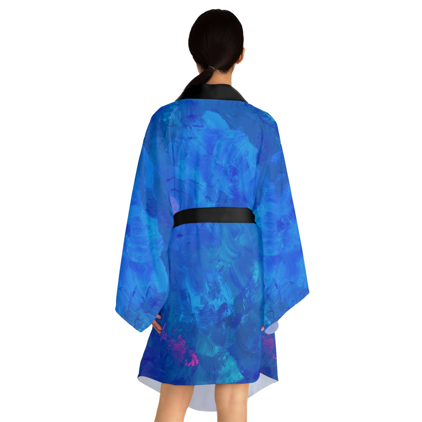 Vibrant Wish Print Long Sleeve Kimono Robe — Lightweight Loungewear