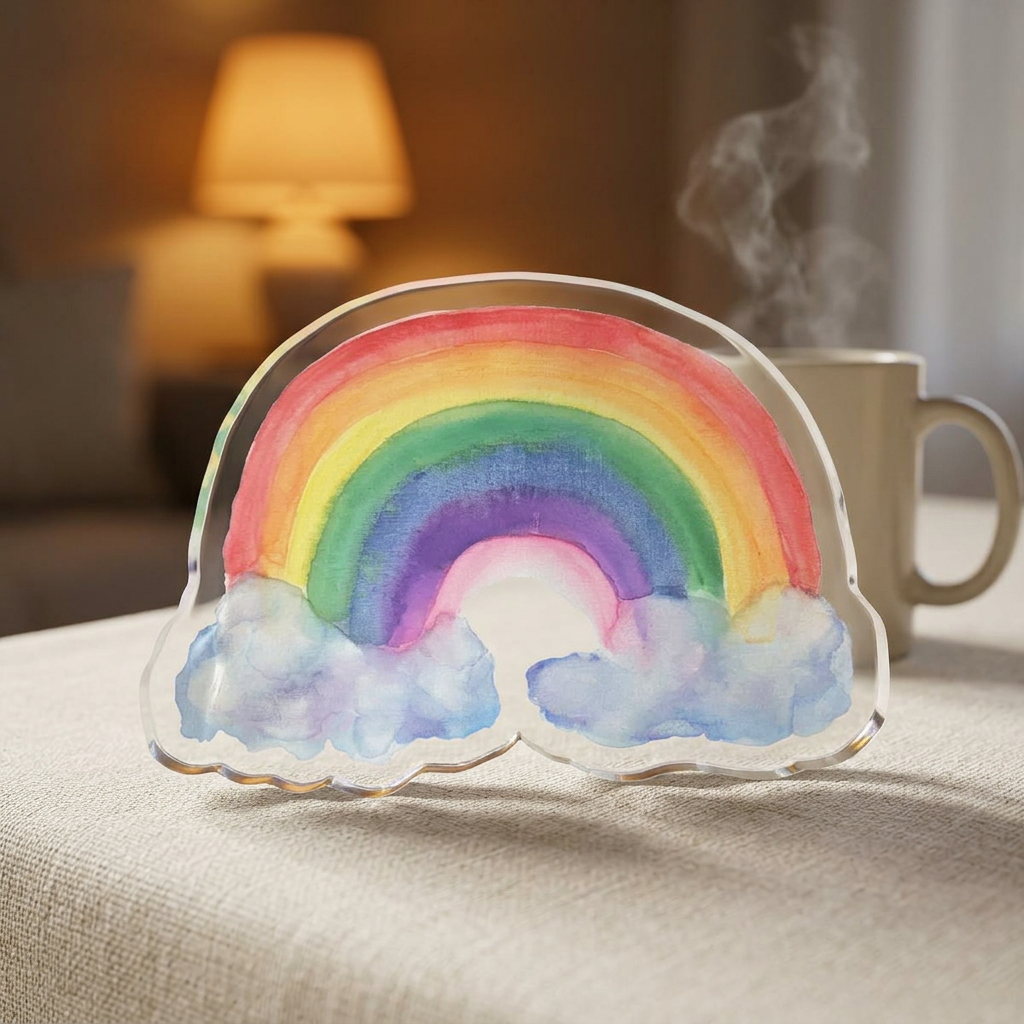 Rainbow Cloud Cutout Statue Watercolor Keepsake