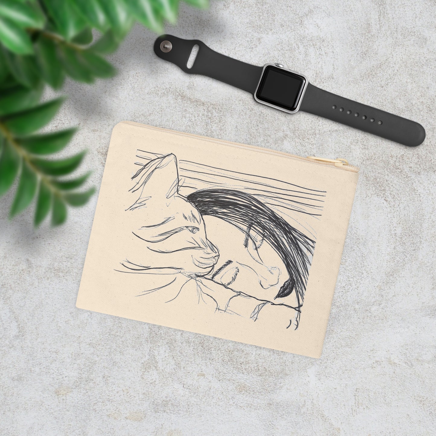 Cat Lover Zipper Pouch — Hand-Drawn Sleeping Duo Accessory Bag