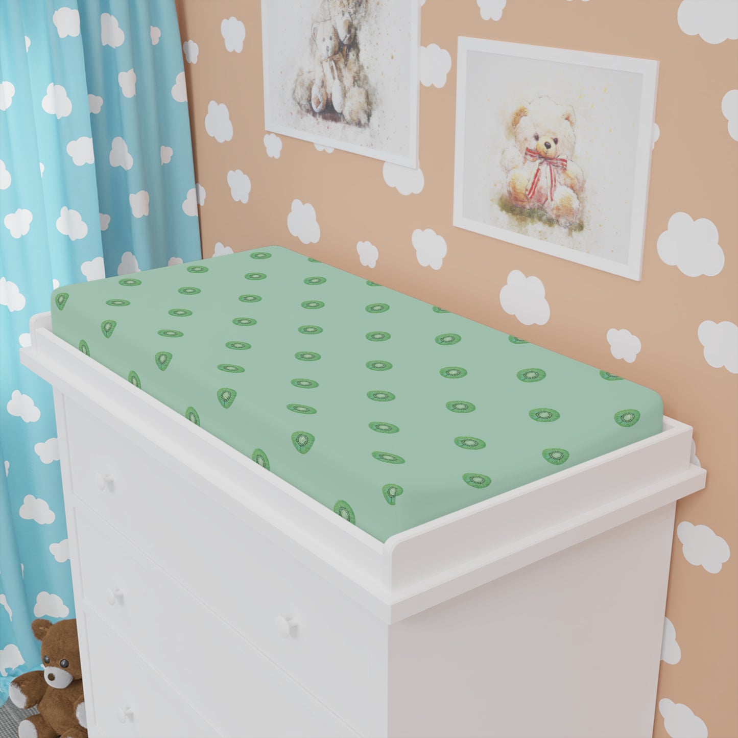 Green Kiwi Baby Changing Pad Cover — Soft Fitted Nursery Bedding