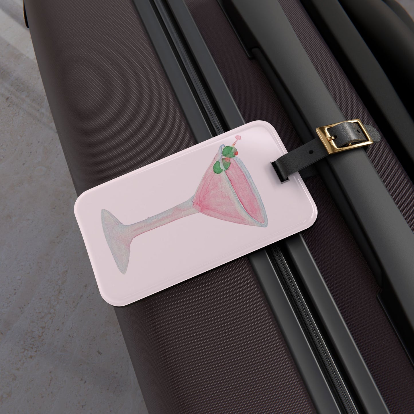 Pink Martini Cocktail Luggage Tag — Acrylic Travel Bag ID