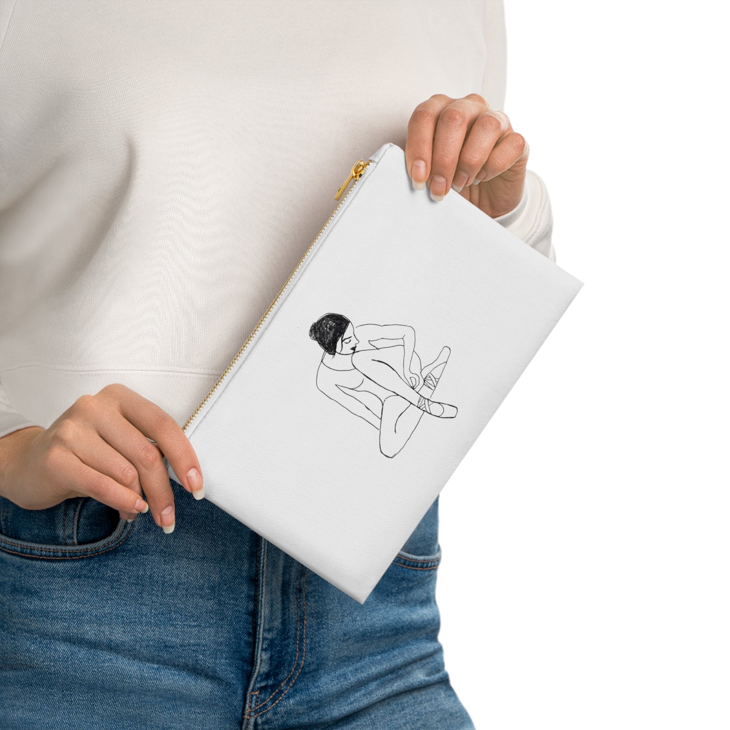 Ballet Dancer Cosmetic Bag — Minimal Line Art Makeup Pouch