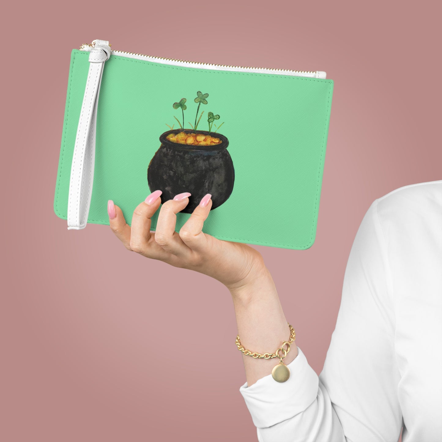 St. Patrick's Day Pot of Gold Clutch Bag — Shamrock Lucky Wristlet