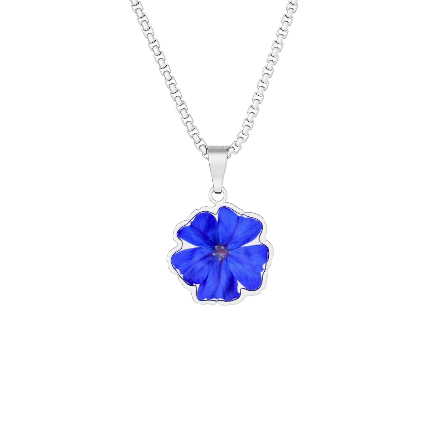 Plumbago Flower Pendant Necklace