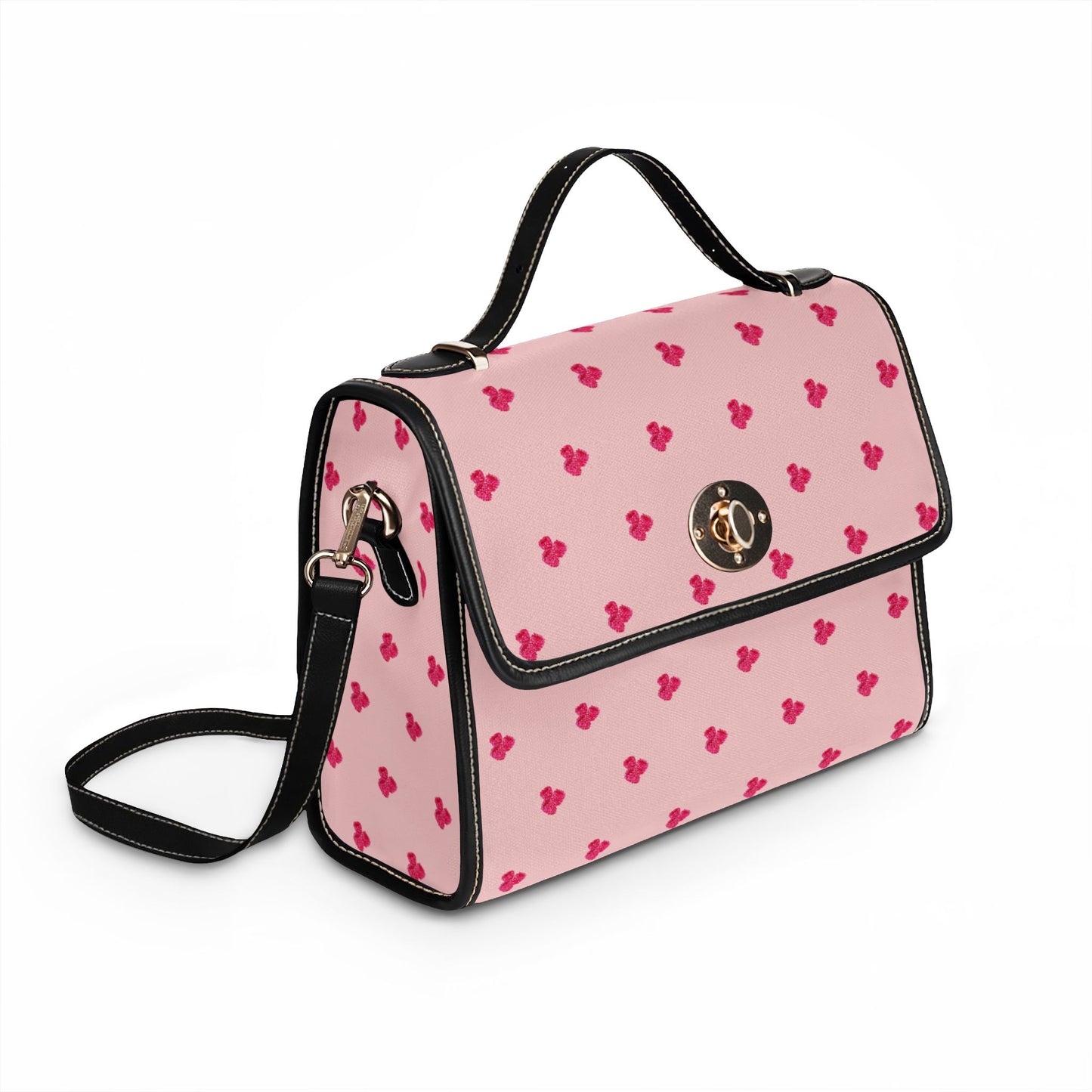 Raspberry Pattern Canvas Tote — Waterproof Fruit Print Bag