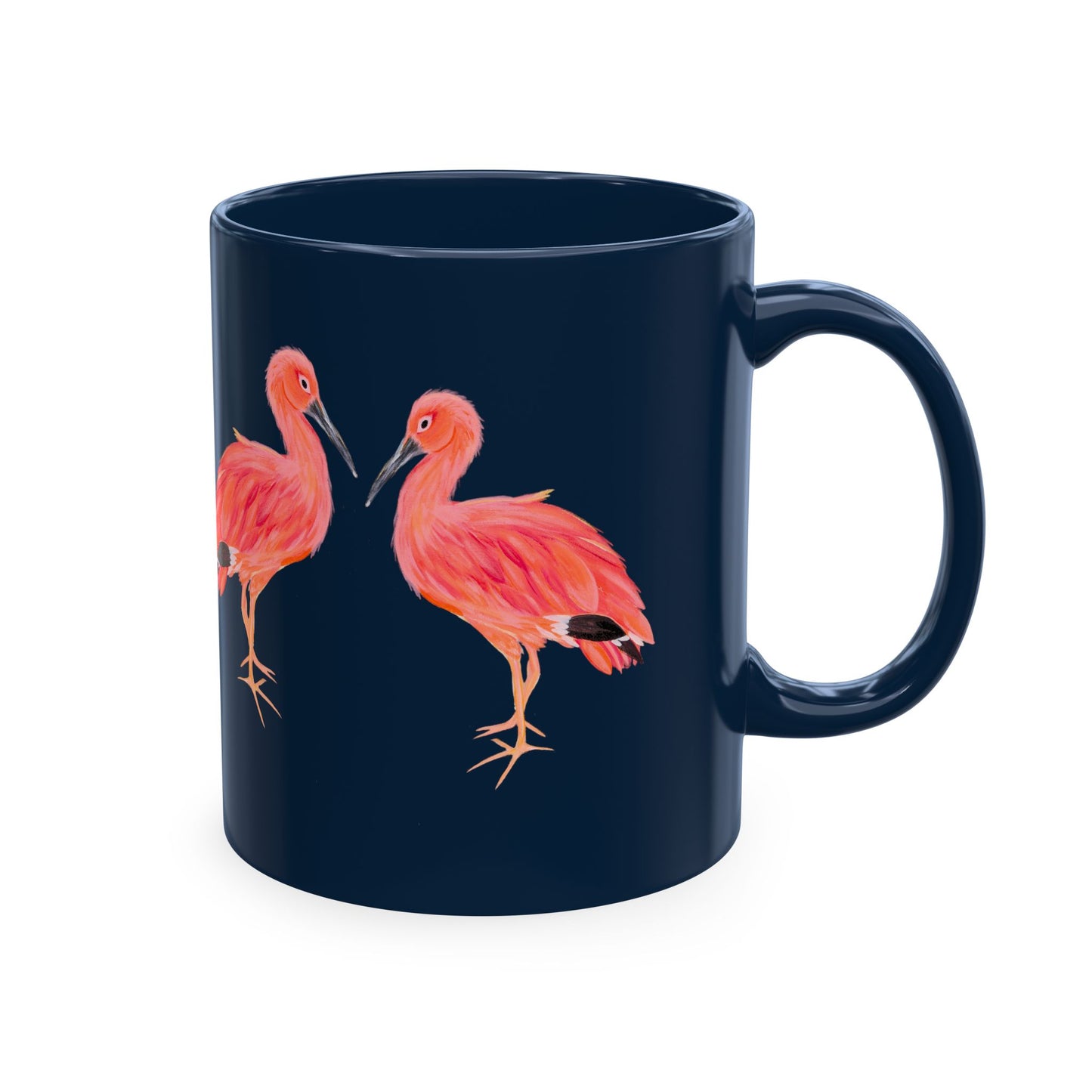 Ibis Bird Duo Ceramic Mug — Tropical Pink Bird Coffee Cup Assorted Color Mugs
