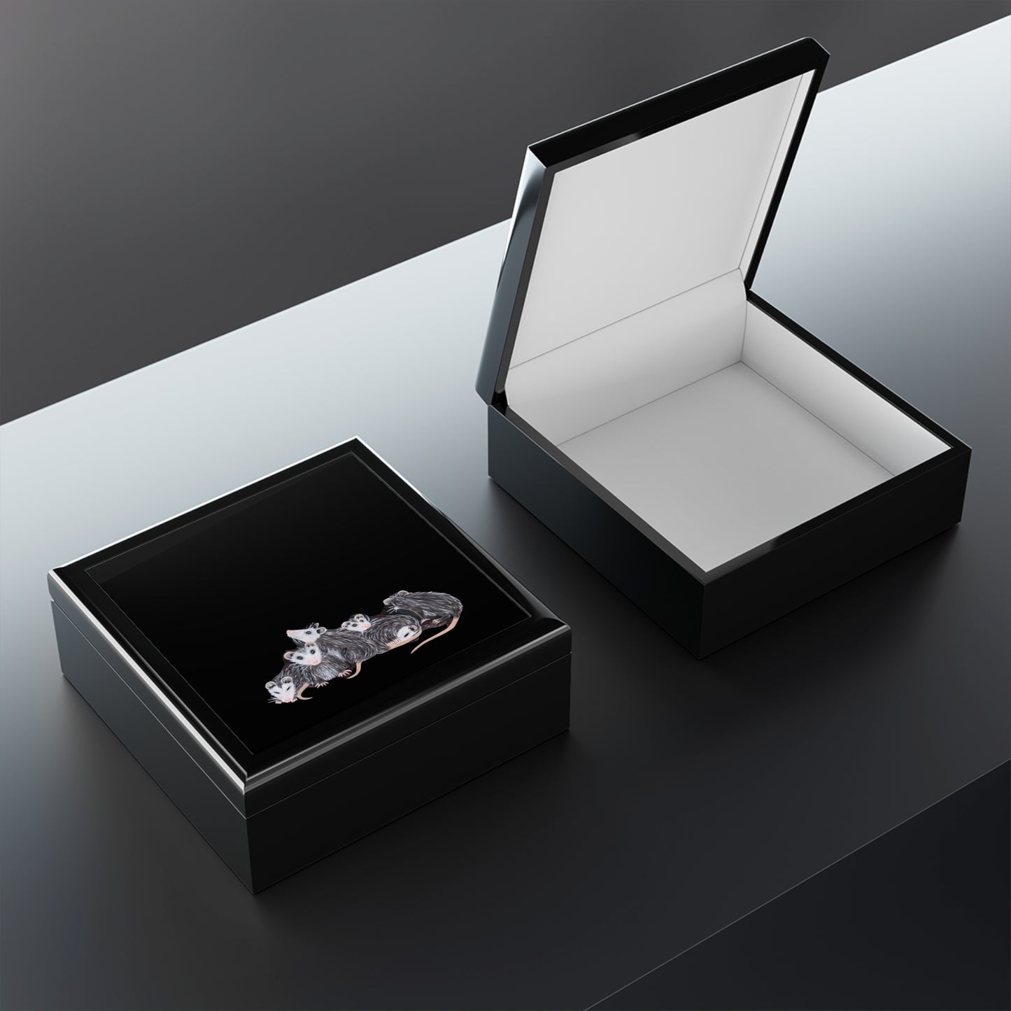 Opossum Family Jewelry Box