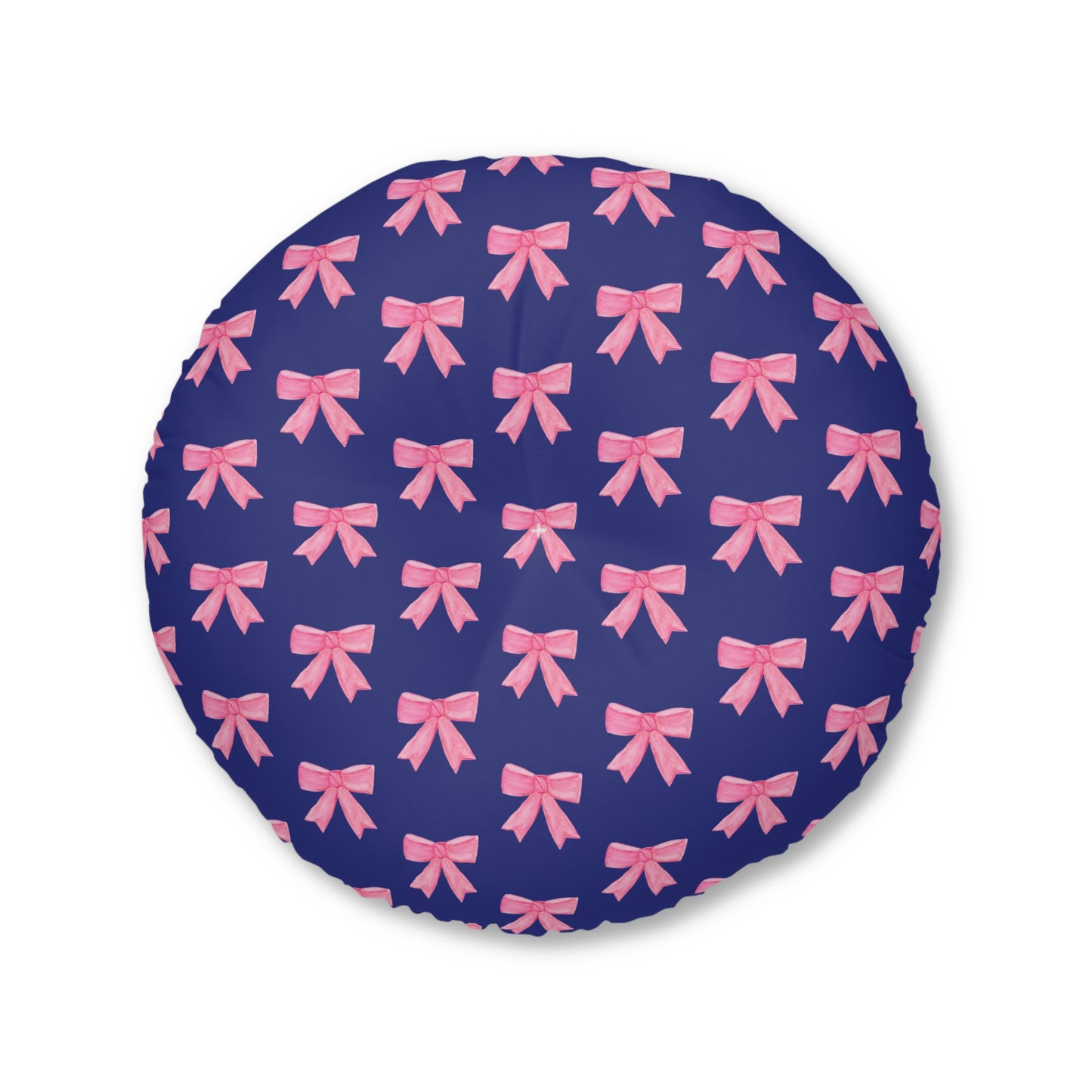 Pink Bow Floor Pillow — Dark Blue