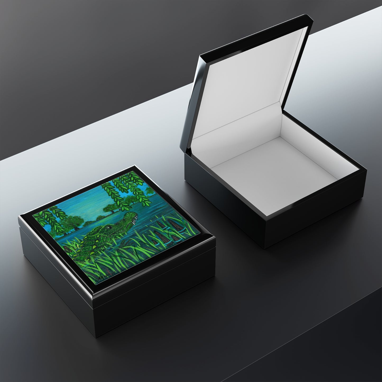 Green Alligator Lake Jewelry Box