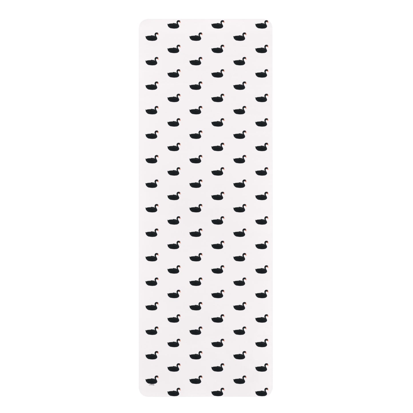 White Rubber Yoga Mat — Black Swan Pattern, Non-Slip Exercise Mat