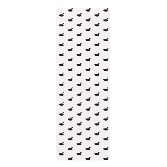 White Rubber Yoga Mat — Black Swan Pattern, Non-Slip Exercise Mat
