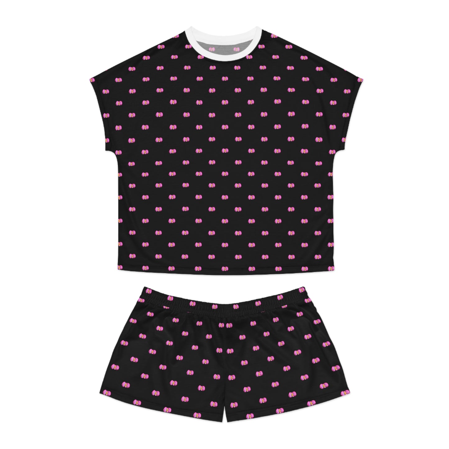 Pink Begonia Black Women's Short Pajama Set