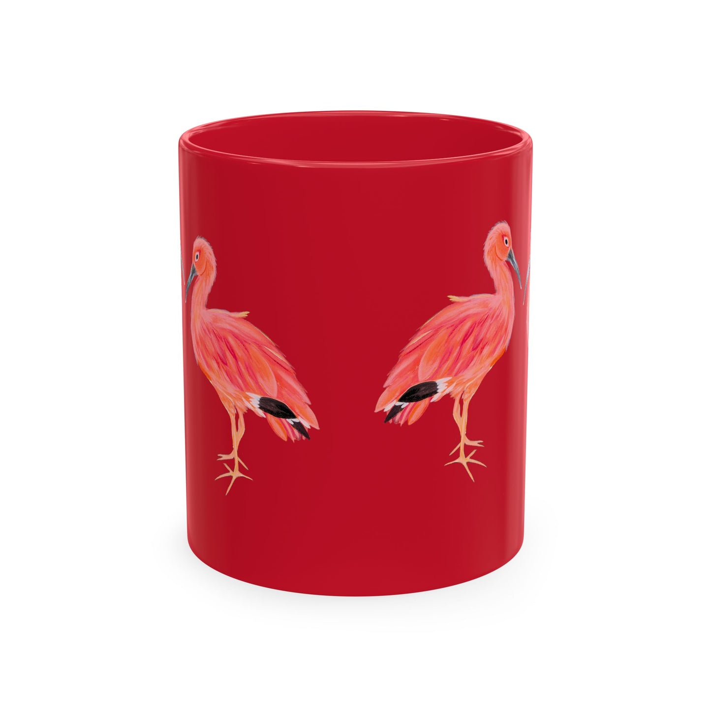 Ibis Bird Duo Ceramic Mug — Tropical Pink Bird Coffee Cup Assorted Color Mugs