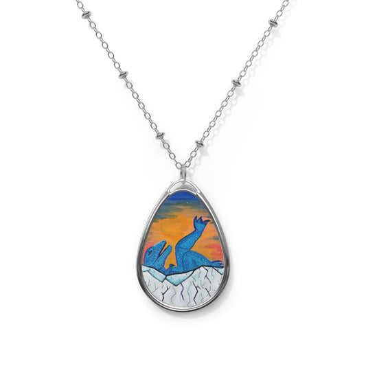 Allosaurus Baby Hatchling Oval Necklace