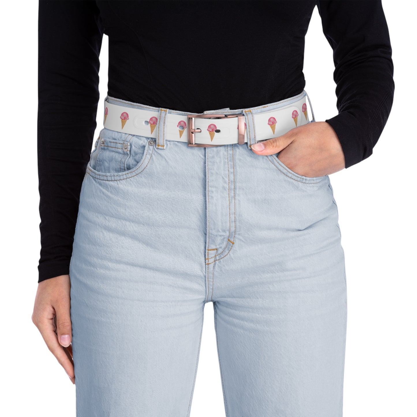 Ice Cream Cone Printed Belt — Cute Pink Summer Accessory