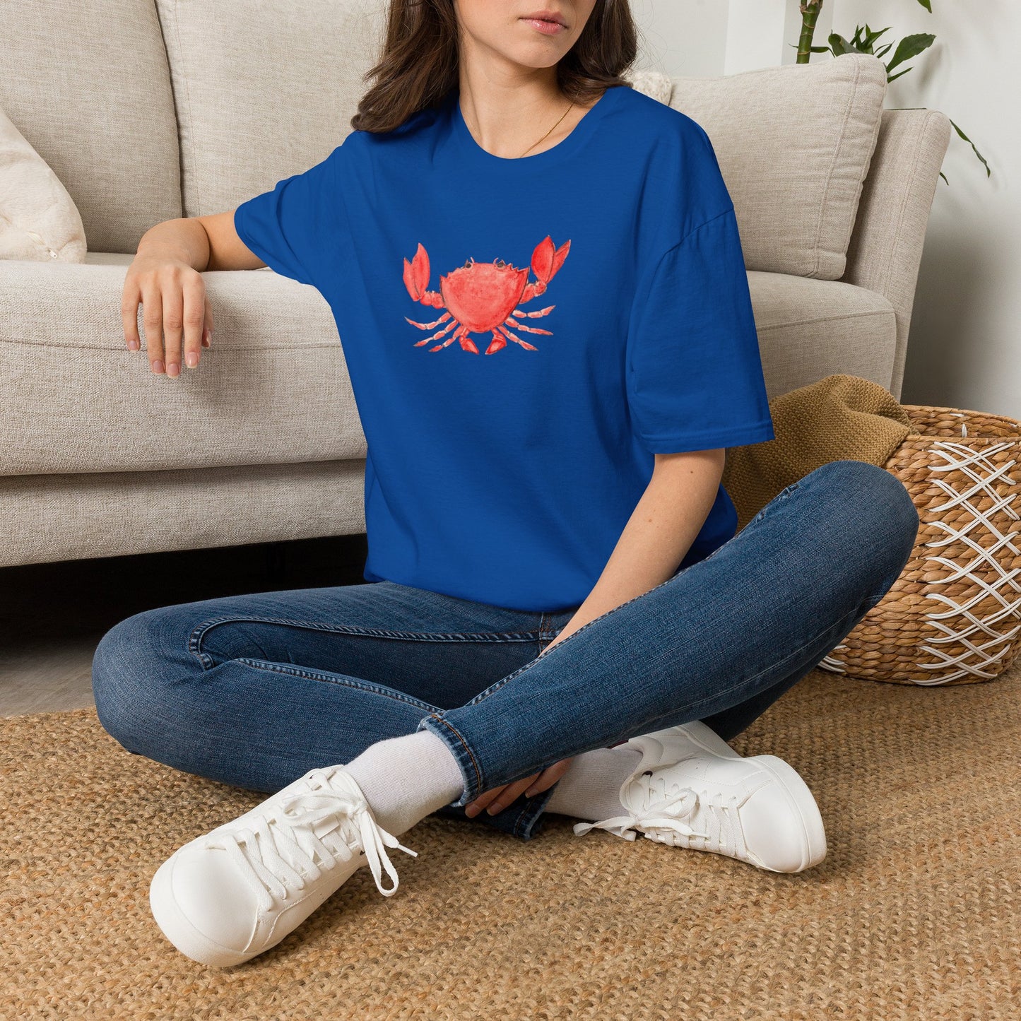 Crab Watercolor T-Shirt — Cute Coastal Beach Graphic Tee