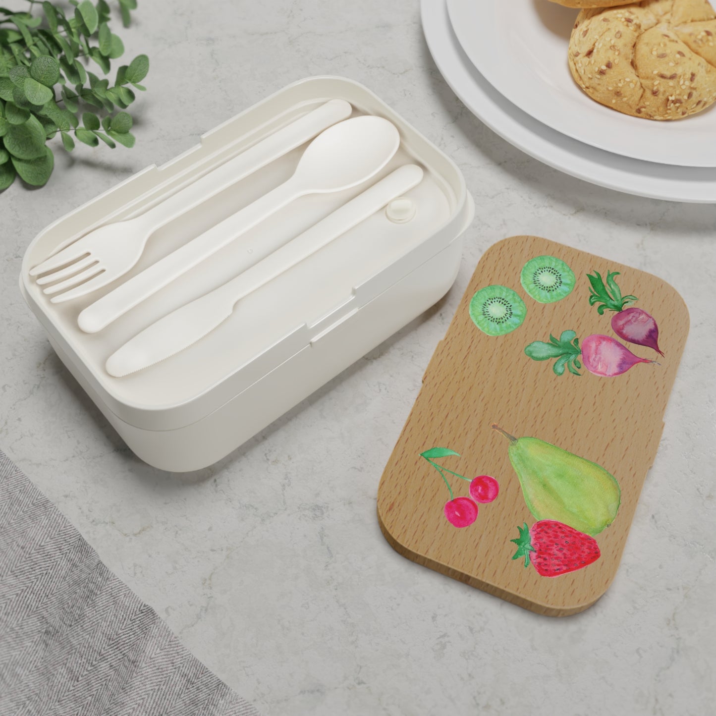 Watercolor Fruit Illustration Bento Lunch Box