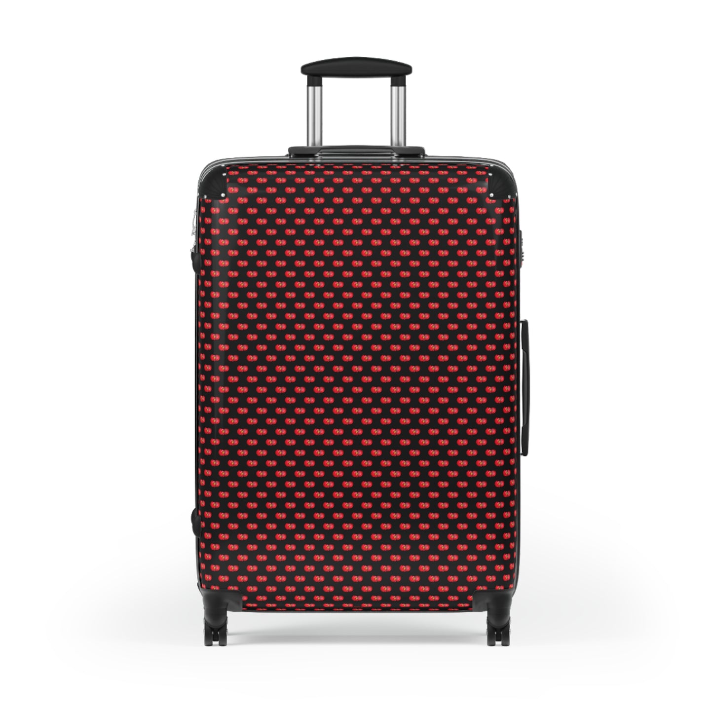 Red Begonia Floral Pattern Carry-On Suitcase — Black & Red Travel Luggage