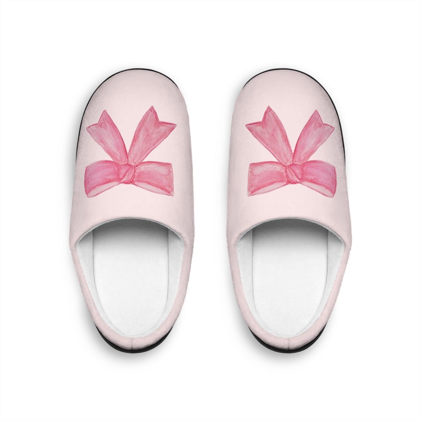 Pink Bow Women's Cozy House Slippers — Ballet Ribbon Design