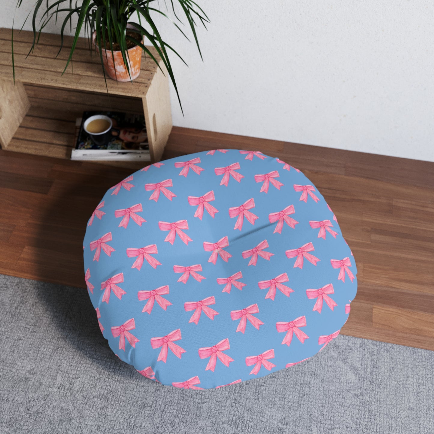 Pink Bow Floor Pillow — Blue