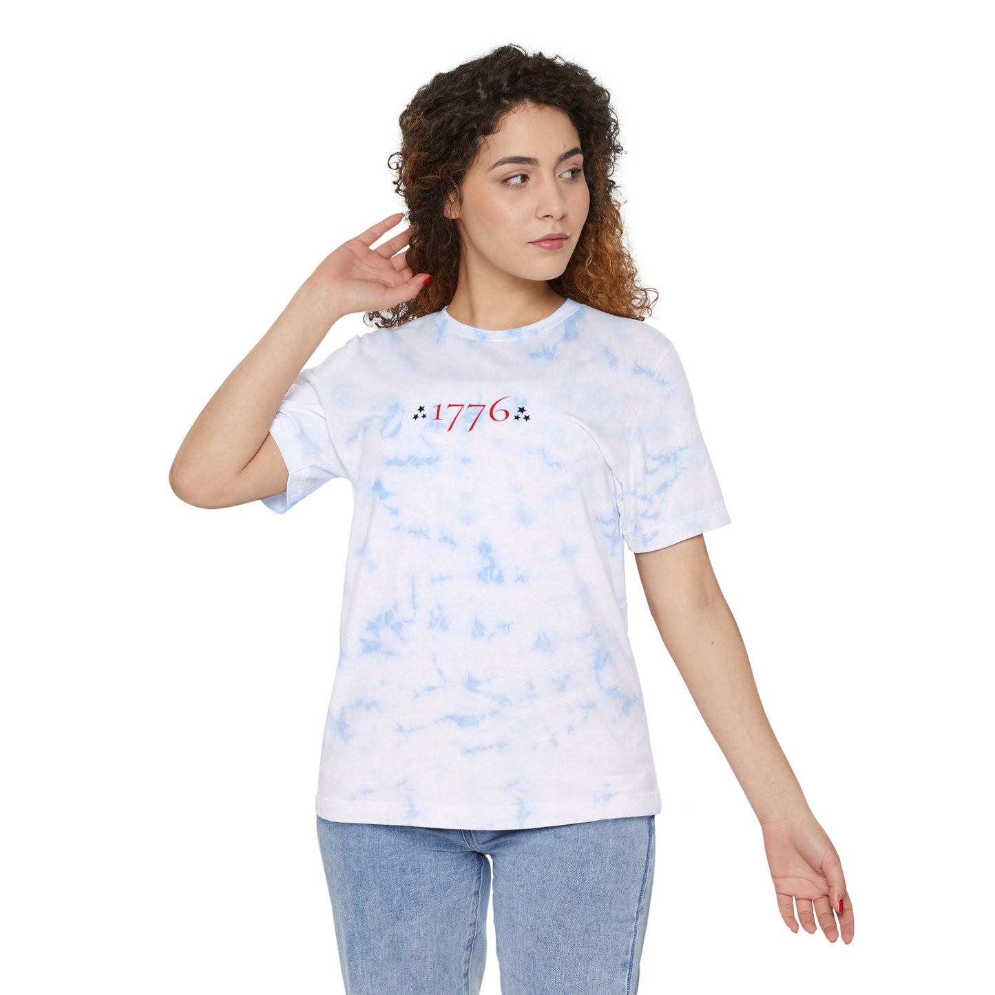 1776 Light Blue Tie-Dye Patriotic Tee — 4th of July
