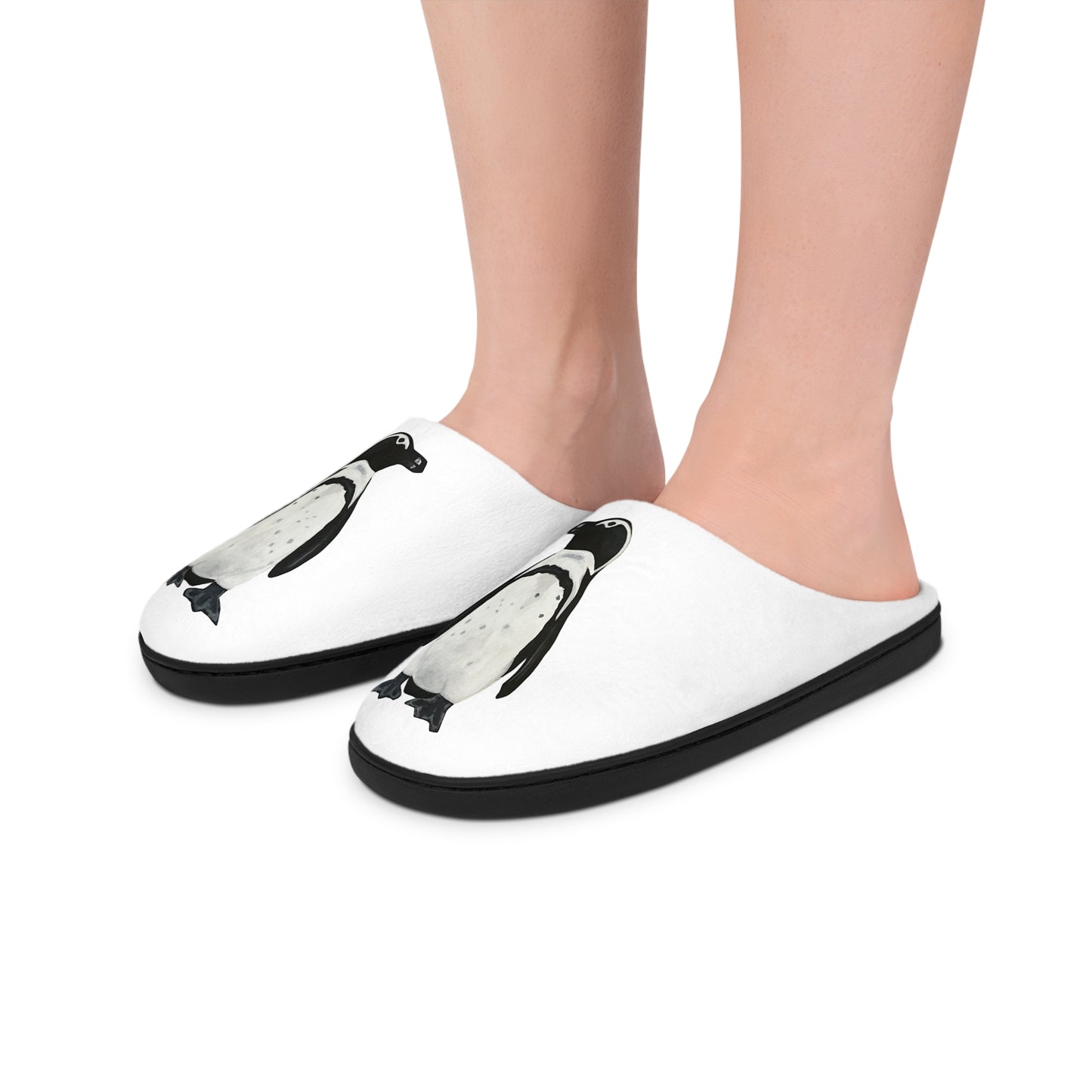 Penguin Illustration Women's Indoor Slippers | Cozy Penguin Slip-On