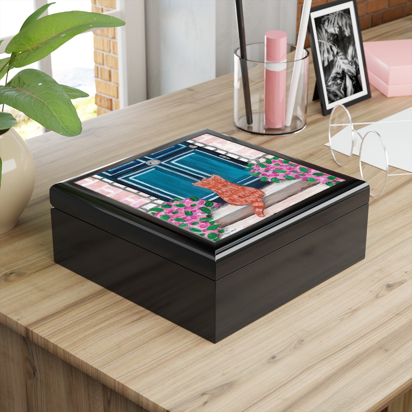 Someone's Home Orange Tabby Cat Jewelry Box