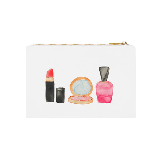 Makeup Cosmetic Bag — Watercolor Lipstick, Compact & Nail Polish Pouch