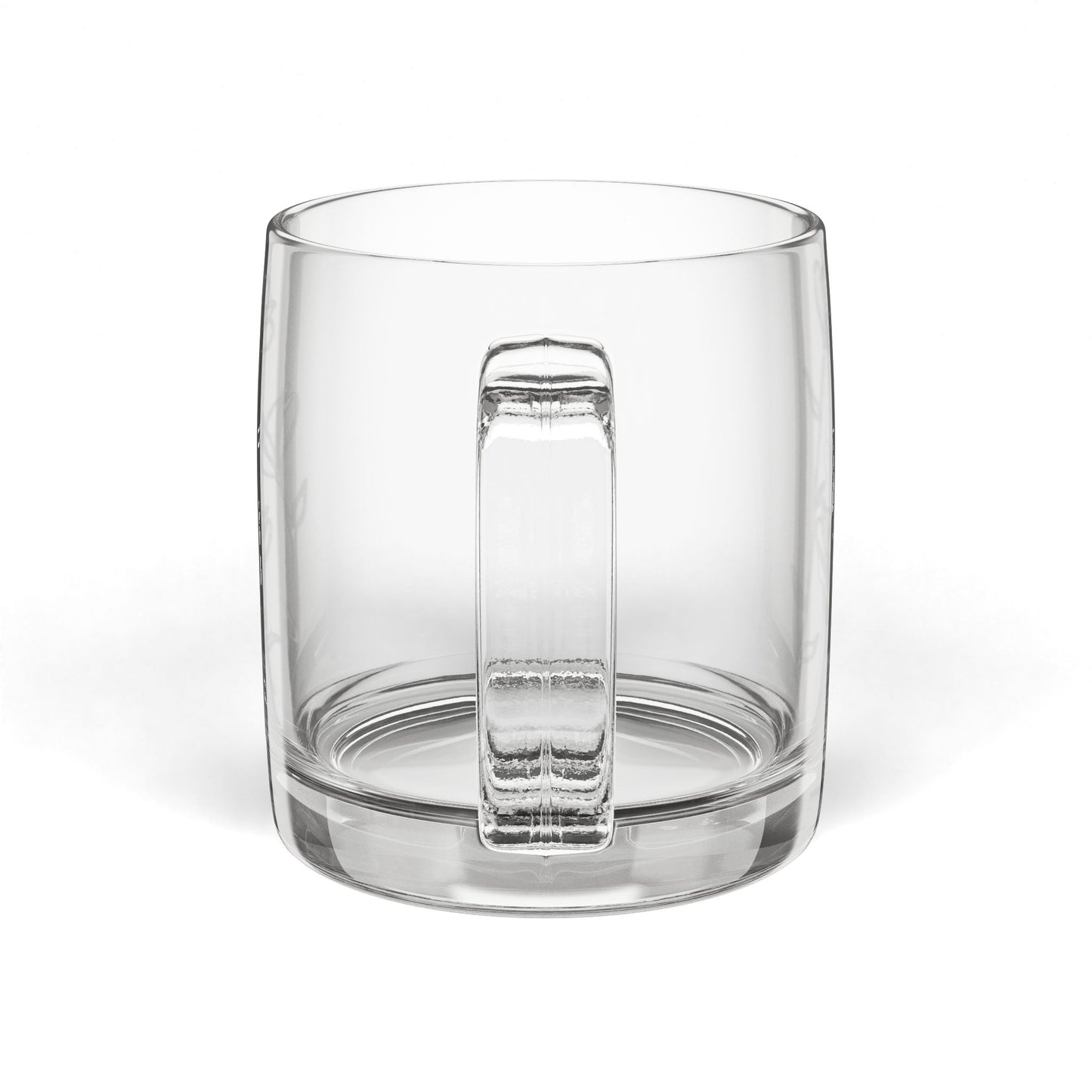 Engraved Floral Glass Coffee Mug — 12.25oz Clear Tea Cup Gift
