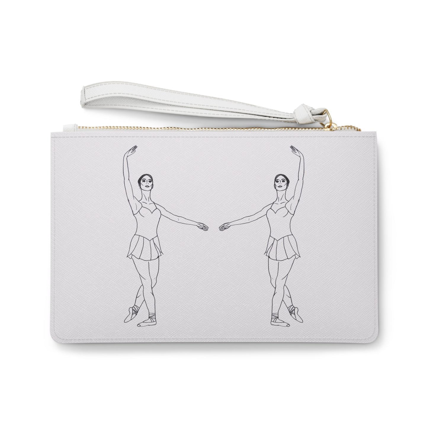 Ballet Dancers Clutch Bag — Minimalist Pointe Shoe Sketch Wristlet