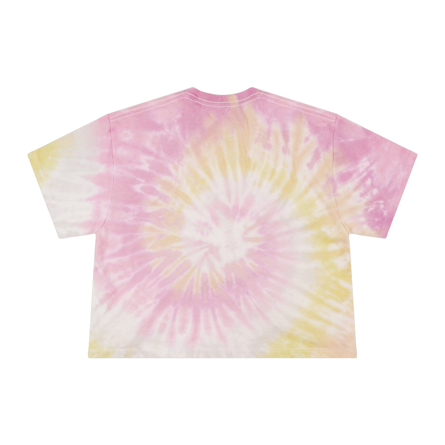 Tie-Dye Crop Tee — Pastel Blue Spiral with Minimal Line Art