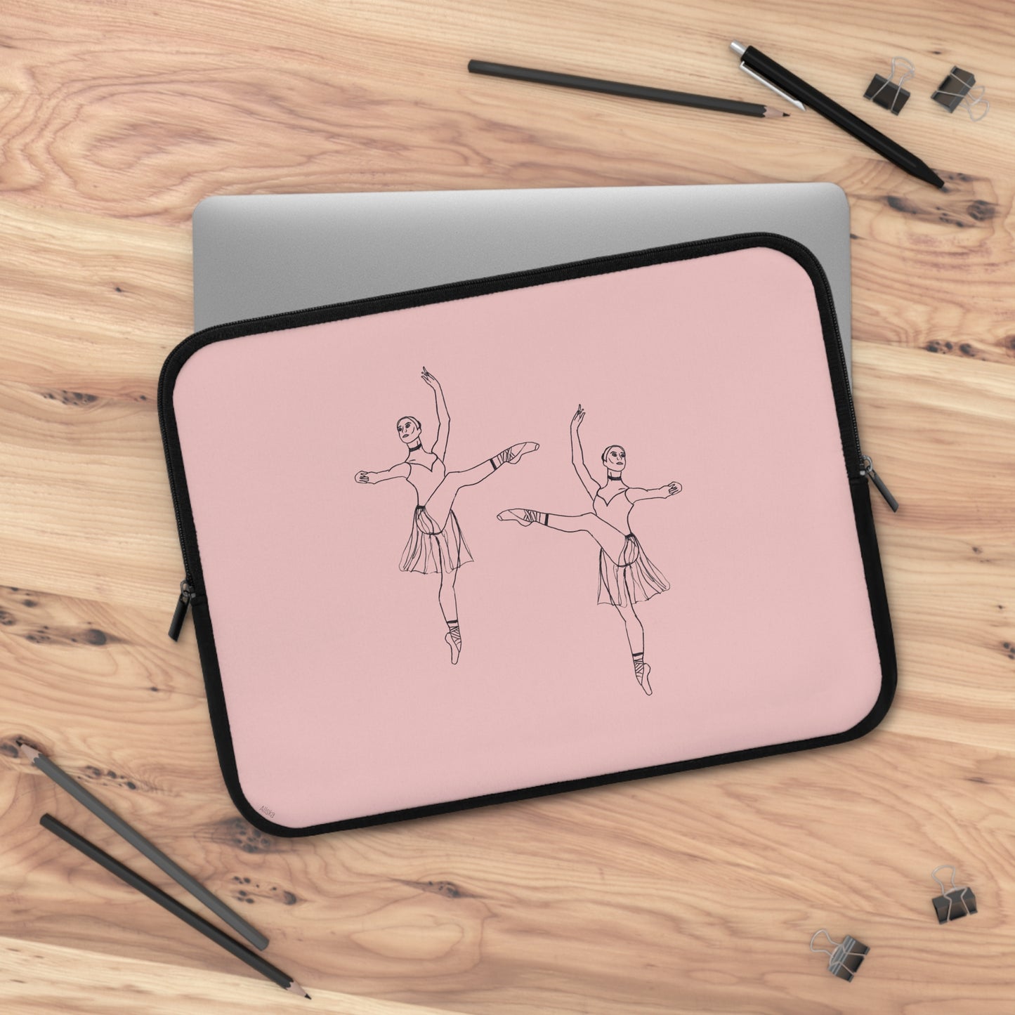 Ballet Dancer Laptop Sleeve — Minimalist Pointe Silhouette Neoprene Sleeve