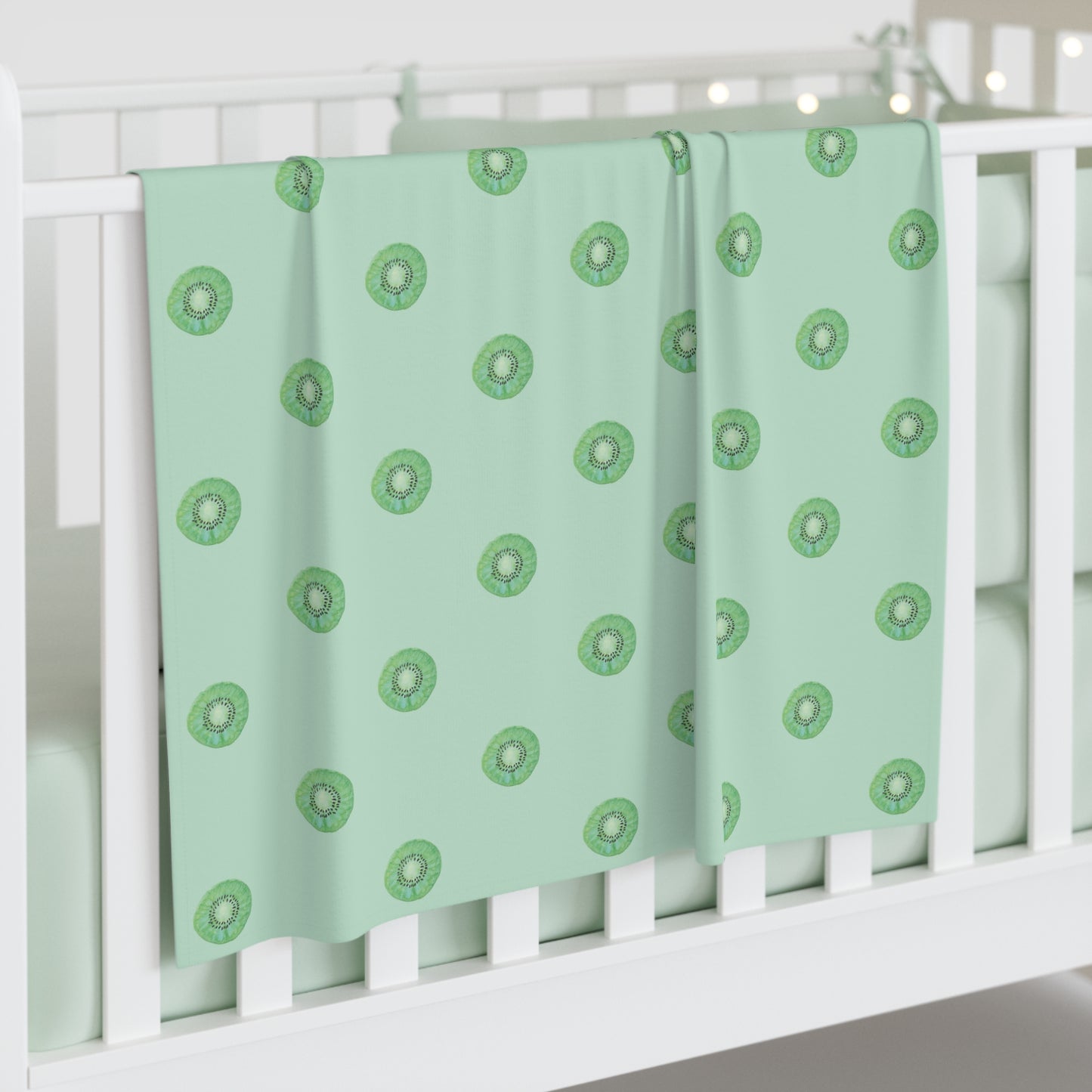 Green Kiwi Dot Baby Swaddle Blanket — Soft Nature Print Newborn Wrap
