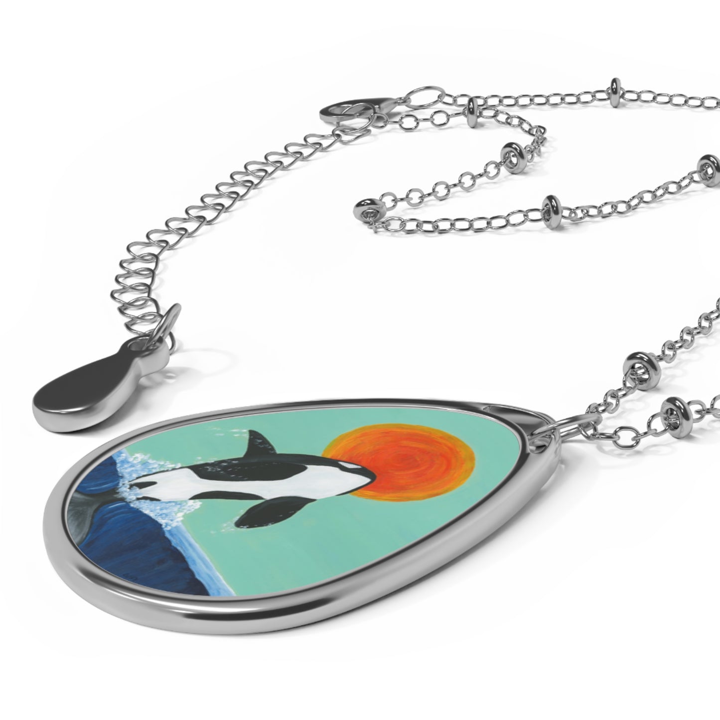 Up for Some Sun Orca Whale Oval Necklace