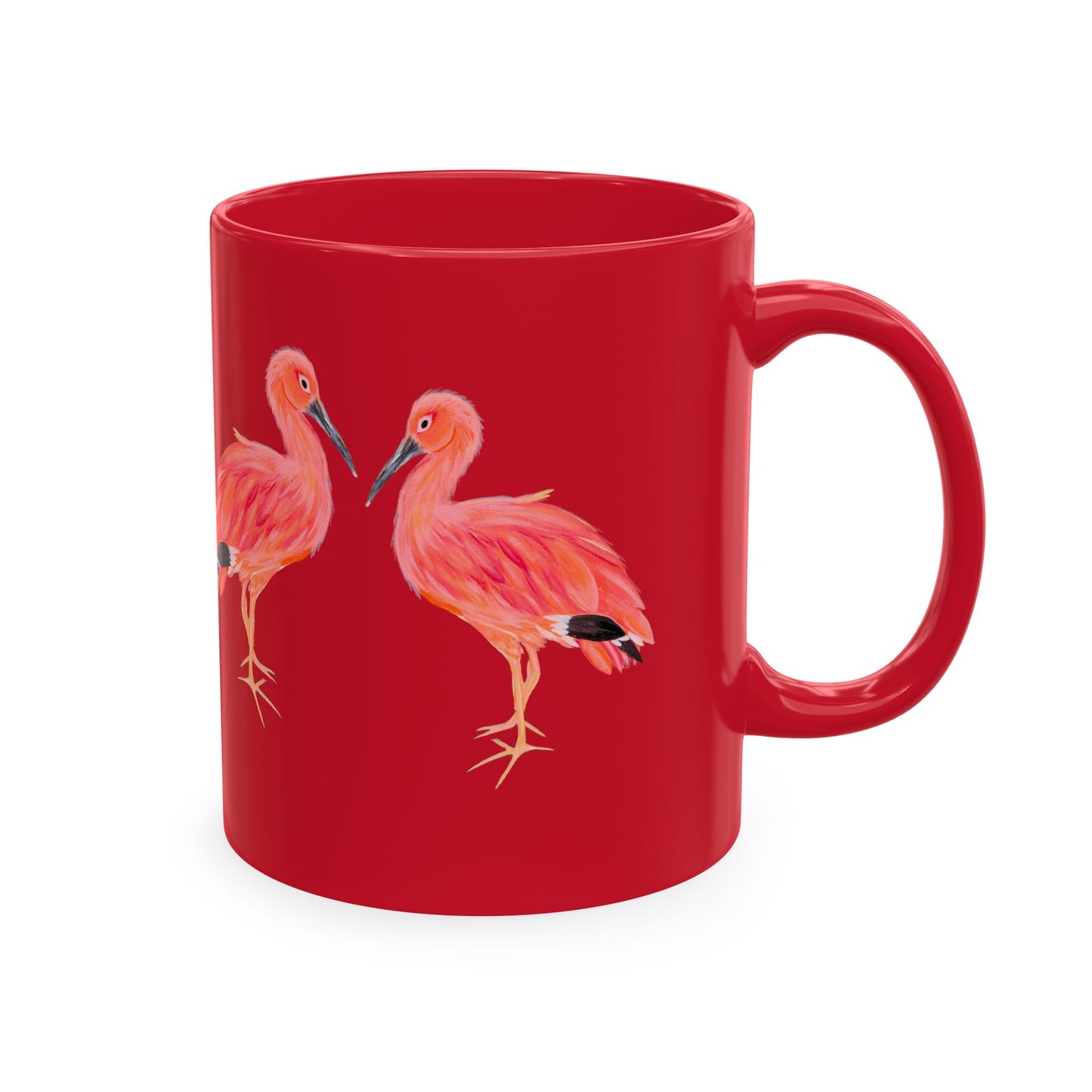 Ibis Bird Duo Ceramic Mug — Tropical Pink Bird Coffee Cup Assorted Color Mugs