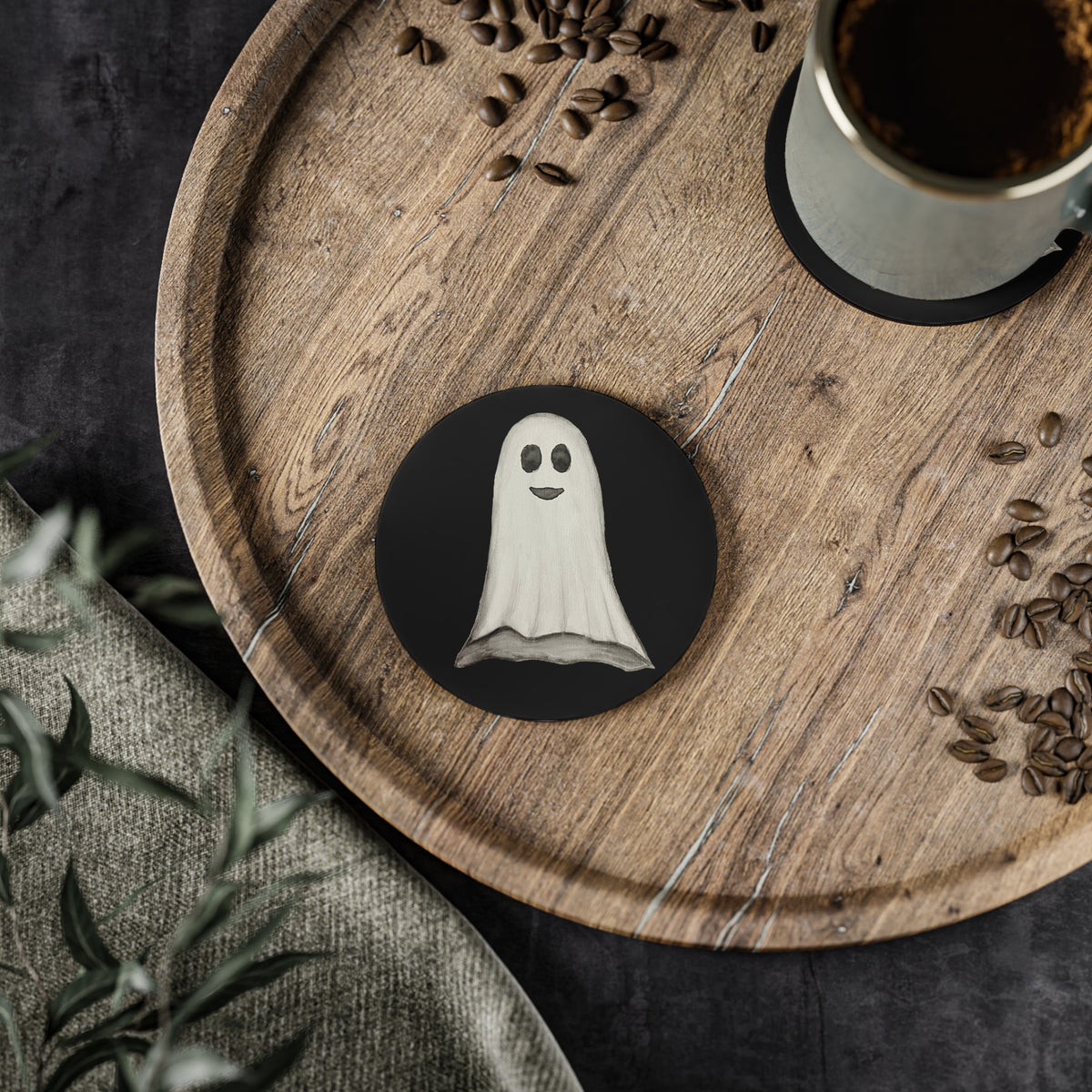 Ghost Coasters — Cute Vintage Halloween Drink Coaster Set