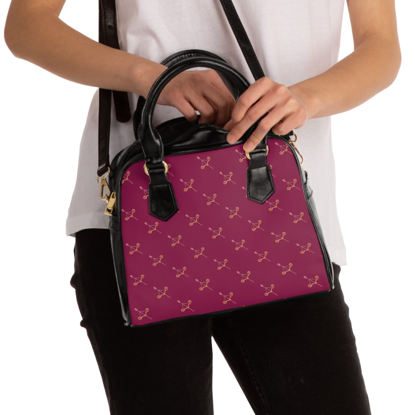 Cupid's Arrow Handbag — Deep Berry Pink Structured Shoulder Bag