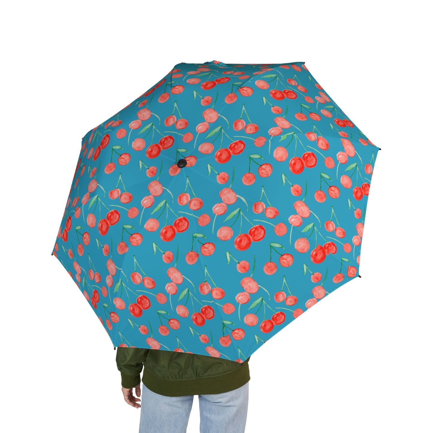 Cherry Pattern Turquoise Umbrella