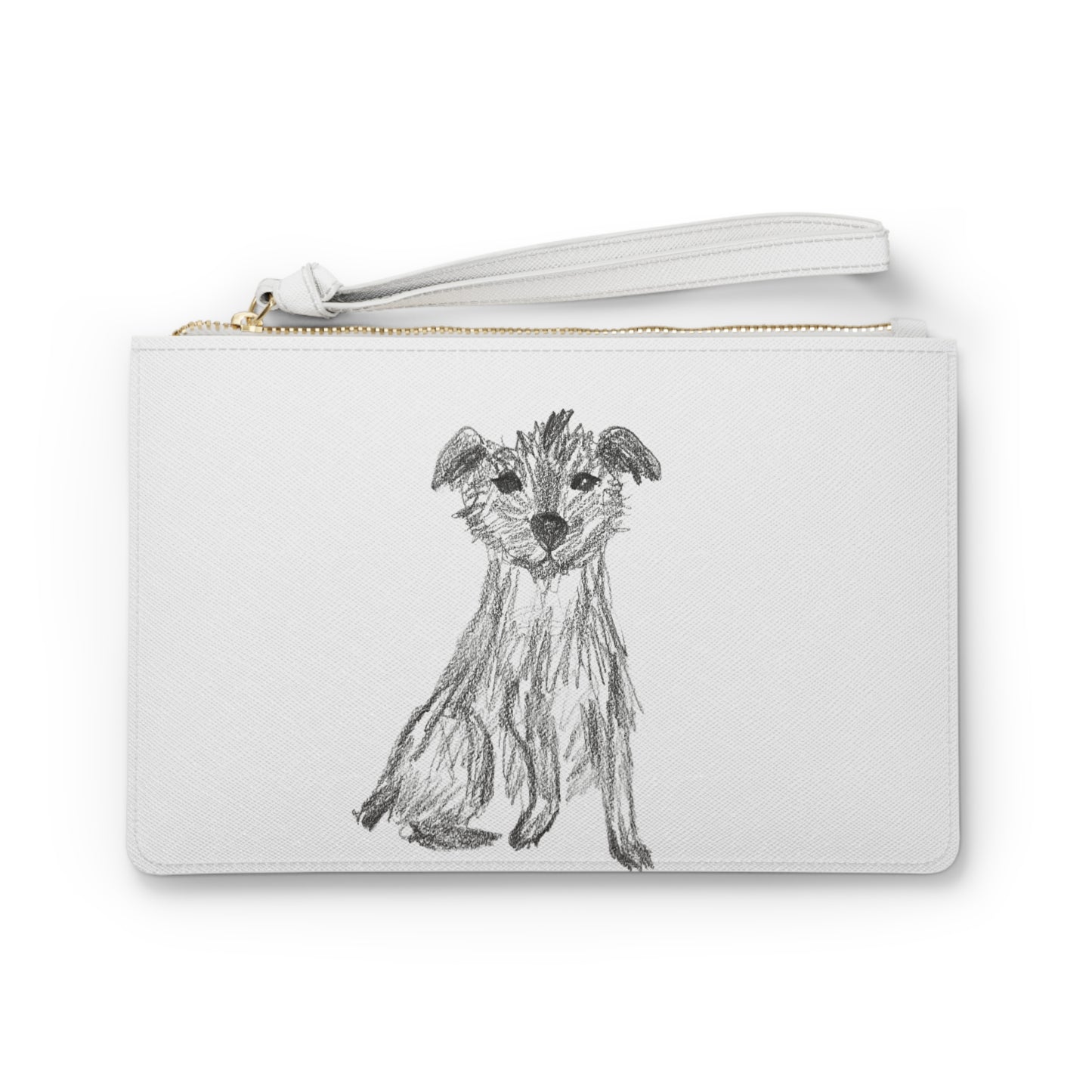 Patterdale Dog Sketch Clutch Bag — Hand-Drawn Puppy Wristlet Purse