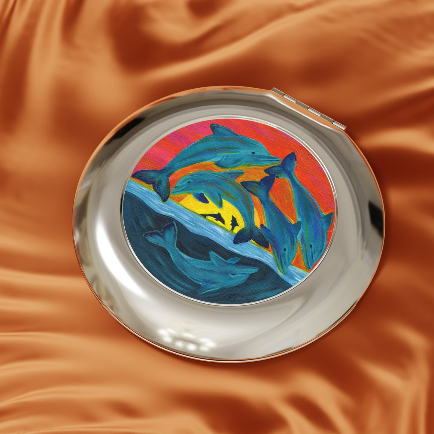 Jumping Dolphins Sunset Compact Mirror