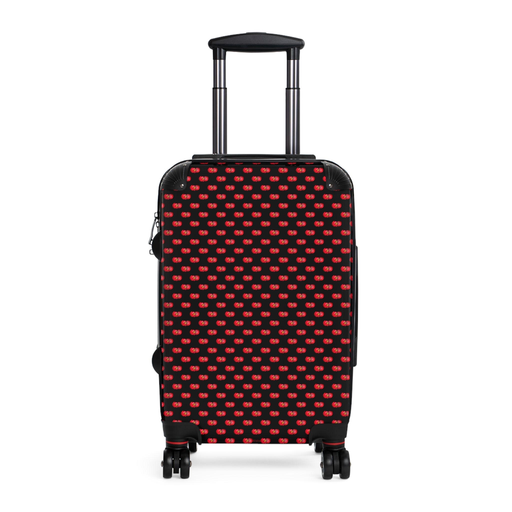 Red Begonia Floral Pattern Carry-On Suitcase – Cute Black and Red Trav ...