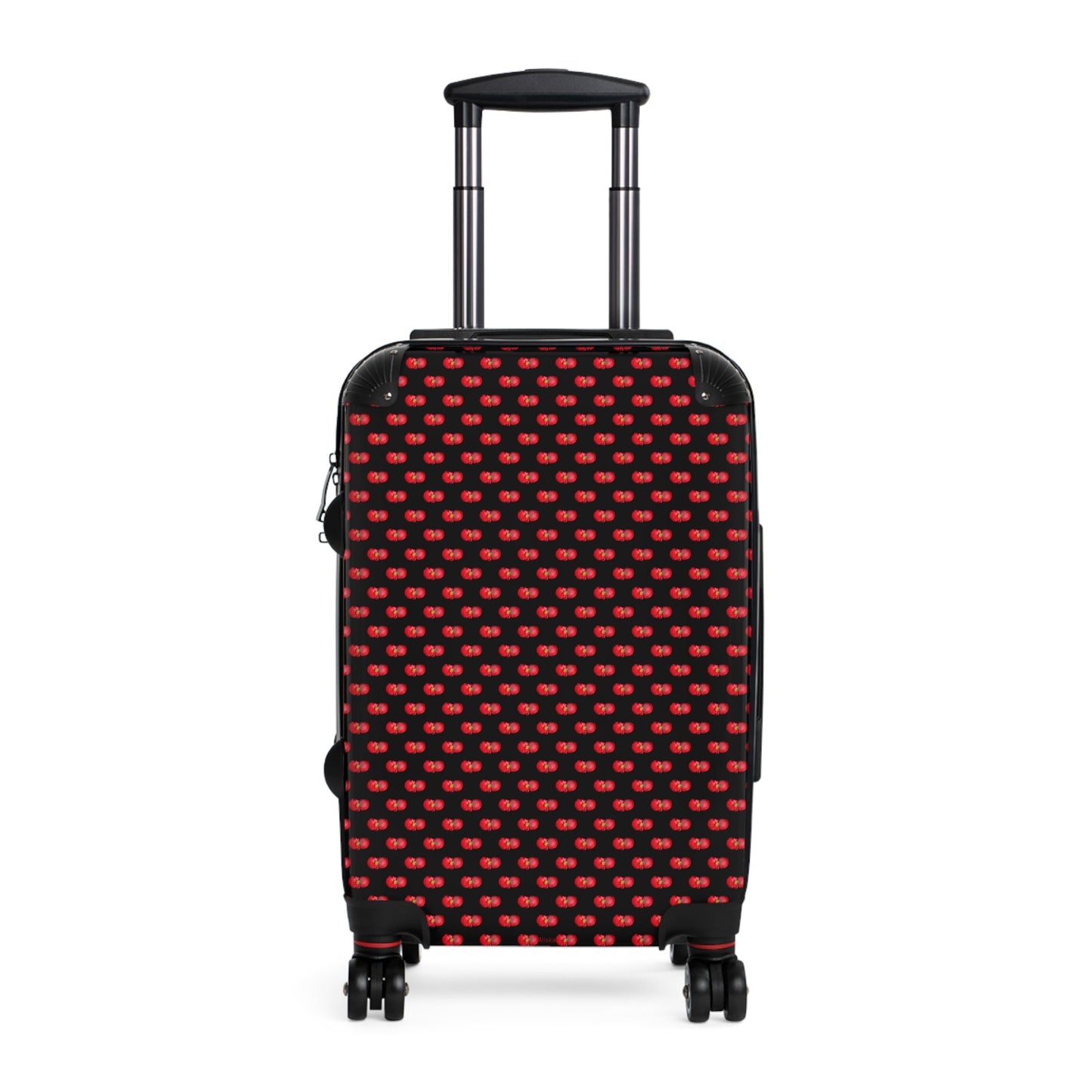 Red Begonia Floral Pattern Carry-On Suitcase — Black & Red Travel Luggage