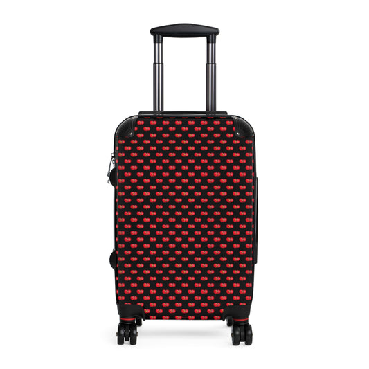 Red Begonia Floral Pattern Carry-On Suitcase — Black & Red Travel Luggage