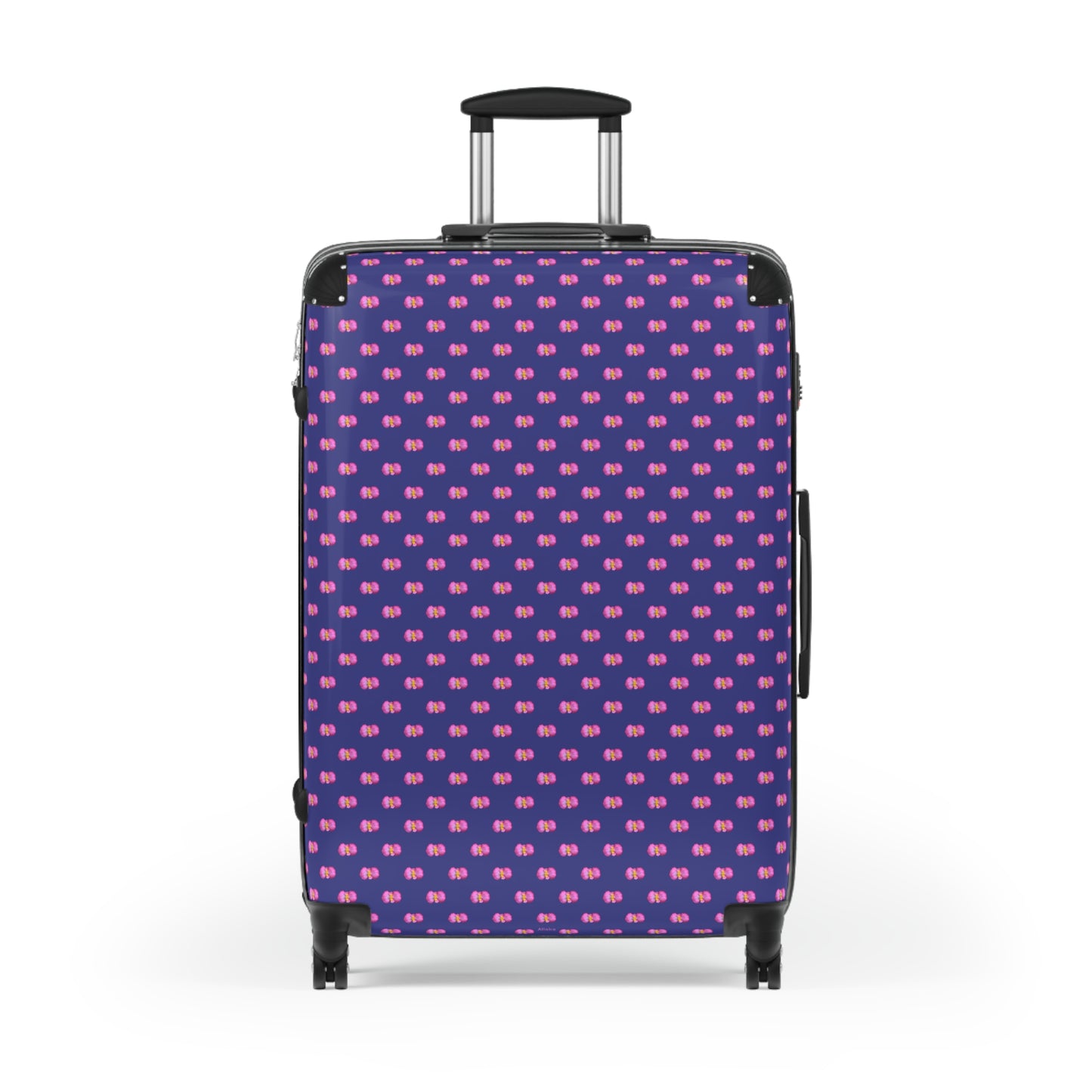 Pink Begonia Floral Pattern Carry-On Suitcase — Blue & Pink Travel Luggage