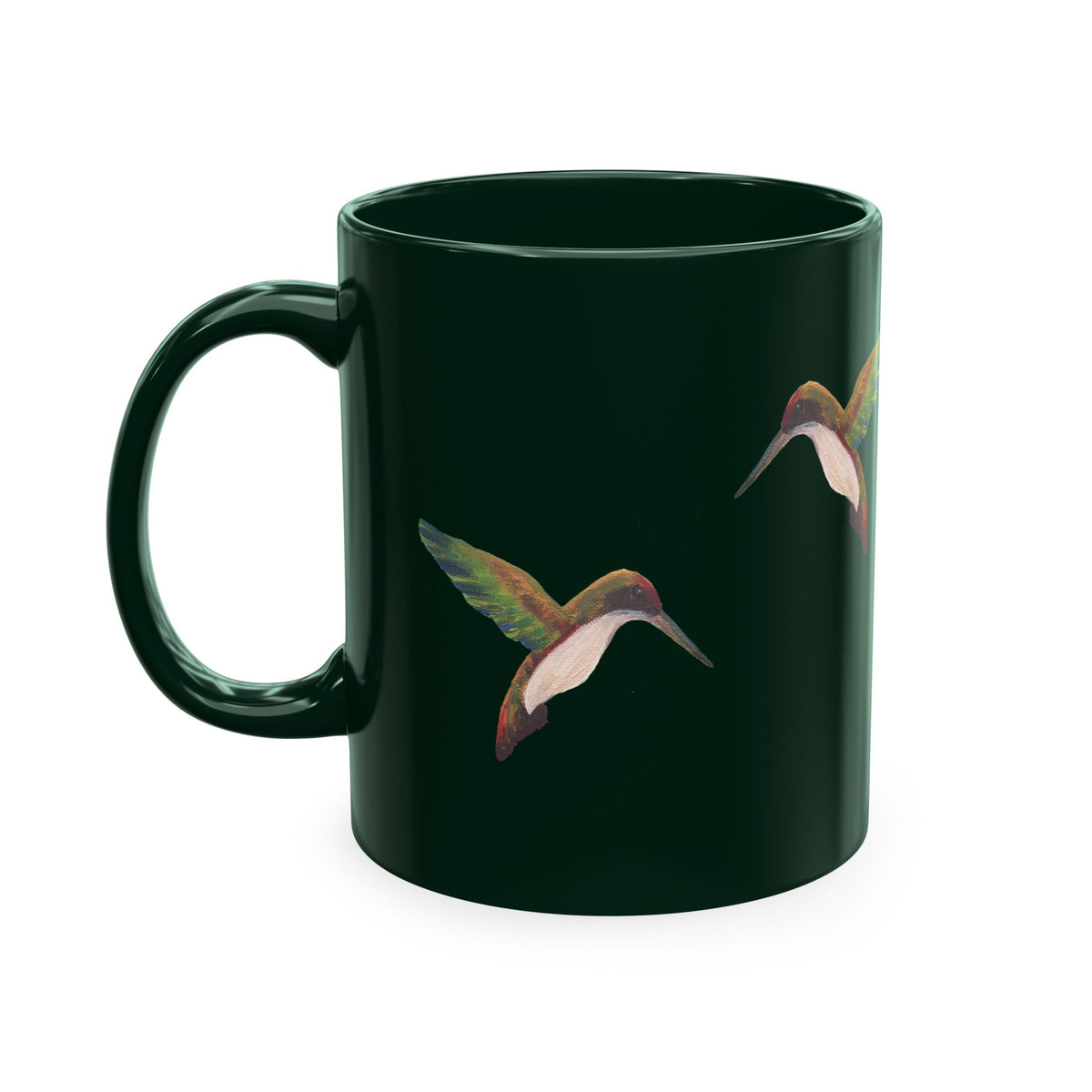 Hummingbird Pattern Ceramic Mug — Watercolor Nature Bird Coffee Cup