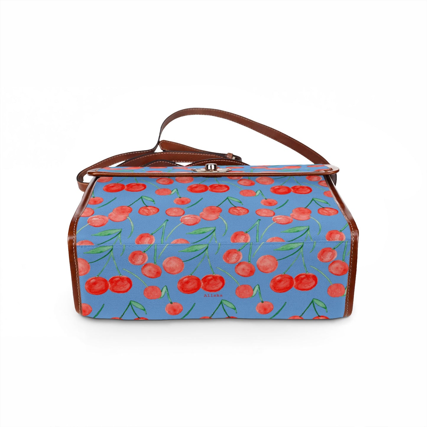 Watercolor Cherry Pattern Canvas Bag | Waterproof Fruit Purse