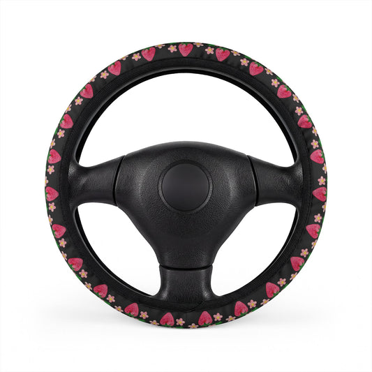 Strawberry Floral Steering Wheel Cover — Cute Car Accessory